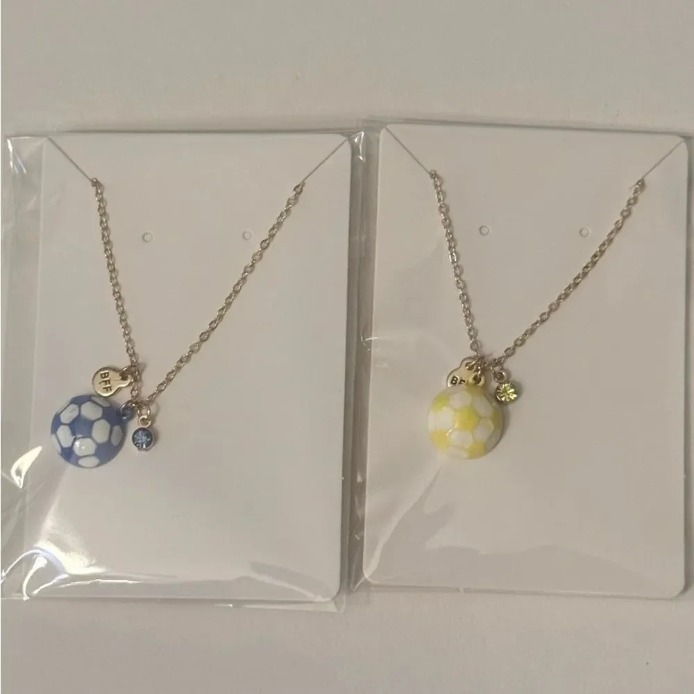 Claire's Blue and Yellow Soccer Ball BFF Necklace Set